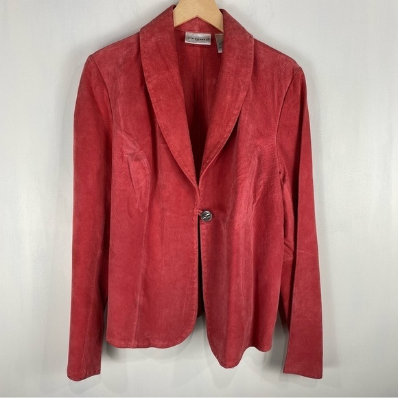 Kim Rogers 100% Leather Western Rodeo Stitched Blazer Jacket Salmon Size Large - Picture 1 of 5